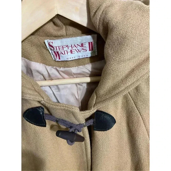 Vintage Stephanie Mathews Wool Women’s Duffle Coat size 3/4 Toggle Closure Hoode - Picture 3 of 10